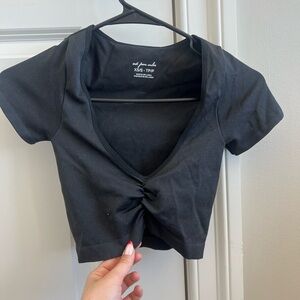 Black Twist-Front Crop Top